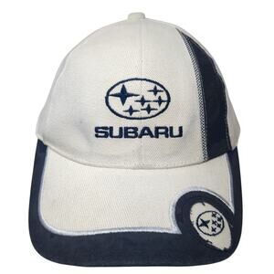 Subaru Slideback Baseball Hat White One Size Embroidered Logo Adjustable